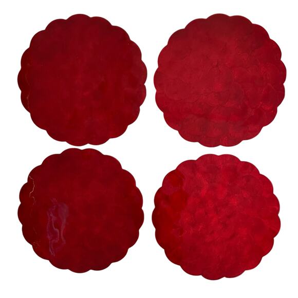 Neiman Marcus Red Round Capiz Shell Placemats 14in Set of 4 $190 NEW - Picture 3 of 10